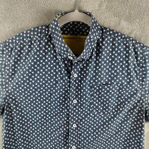 Descendant Of Thieves Shirt Mens Sz Medium Navy Floral Short Sleeve Button